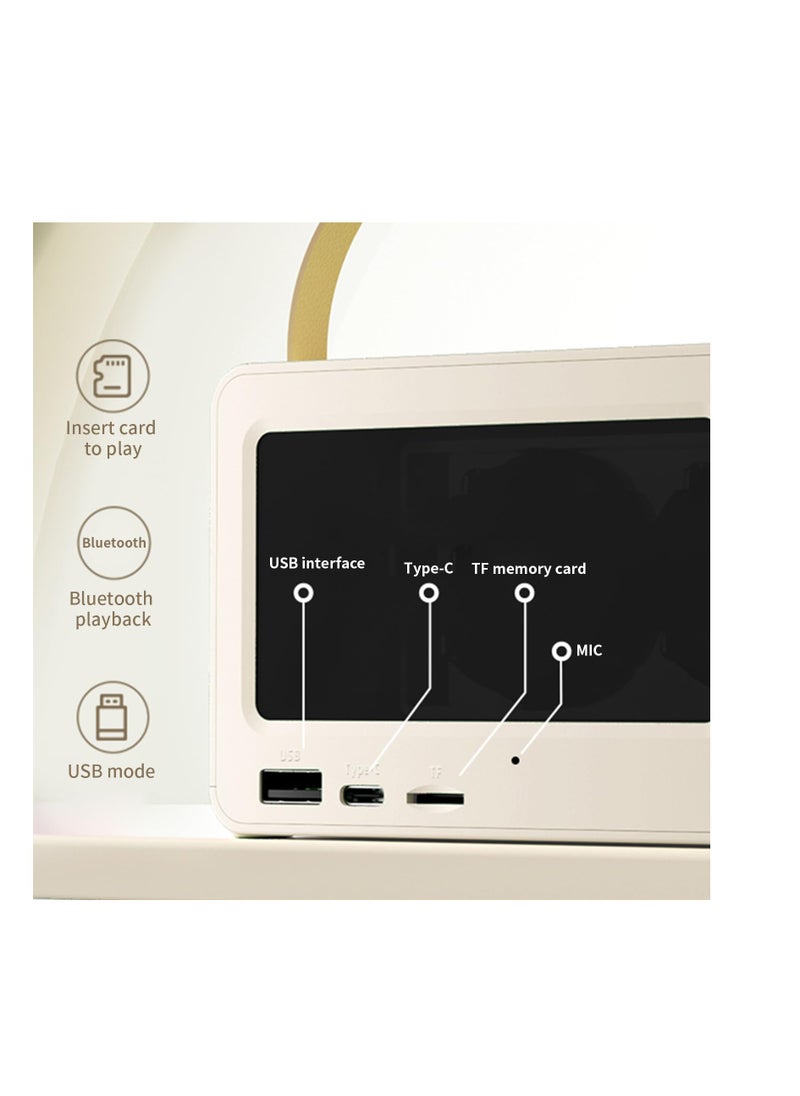 Portable Bluetooth Speaker with 360 Degree Stereo Sound, Long Battery Life, RGB Lighting, and Mirror Screen Design in White