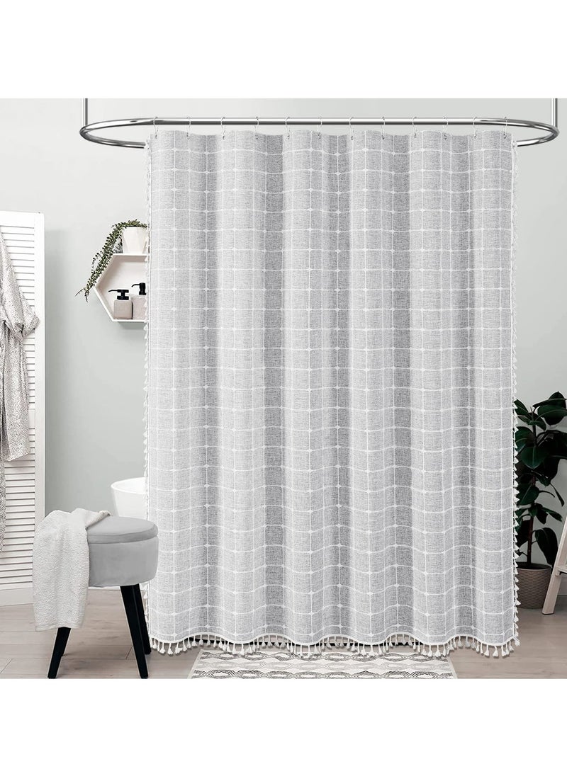 Boho Farmhouse Shower Curtain Set, 72x72