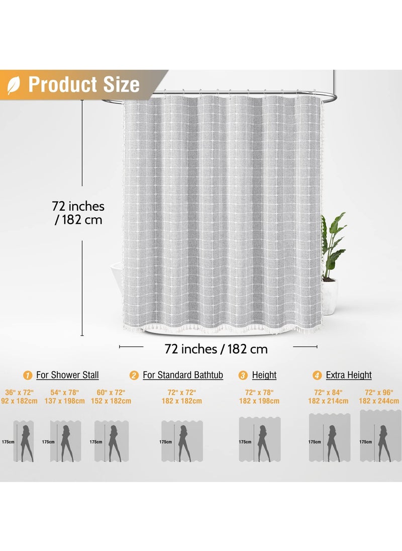 Boho Farmhouse Shower Curtain Set, 72x72