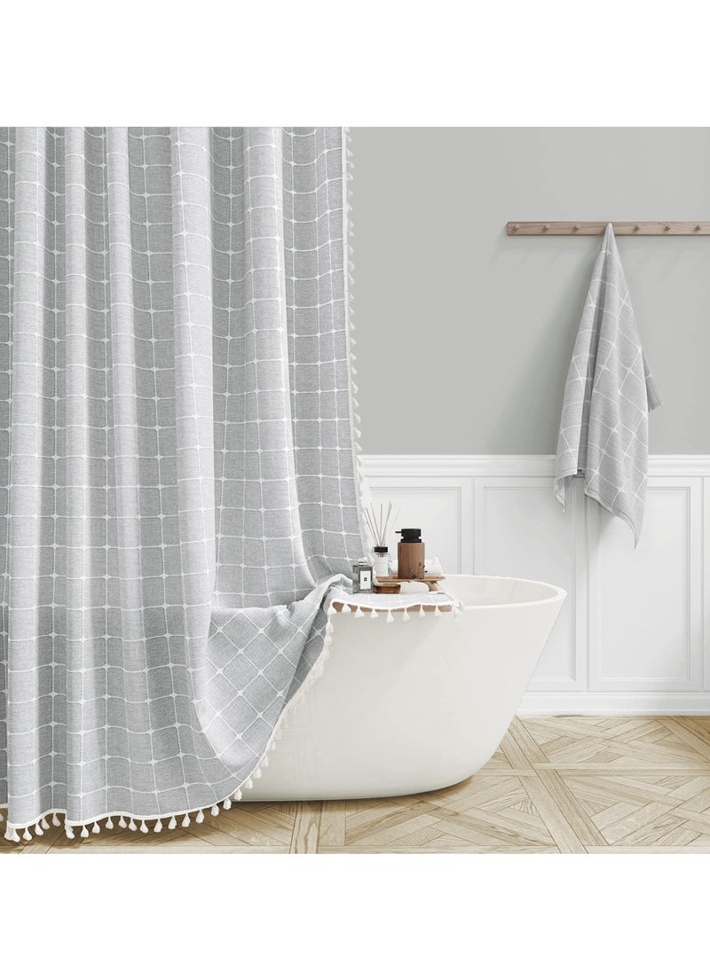 Boho Farmhouse Shower Curtain Set, 72x72
