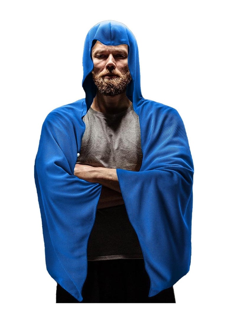 Surf Poncho Changing Robe, Absorbent Beach Poncho With Hood, Quick Dry Wetsuit Poncho Towel, Portable Soft Hooded Beach Poncho For Surfing, Beach, Swim, Outdoor Sport, 55.12 Inches(Blue)(1 Pack)