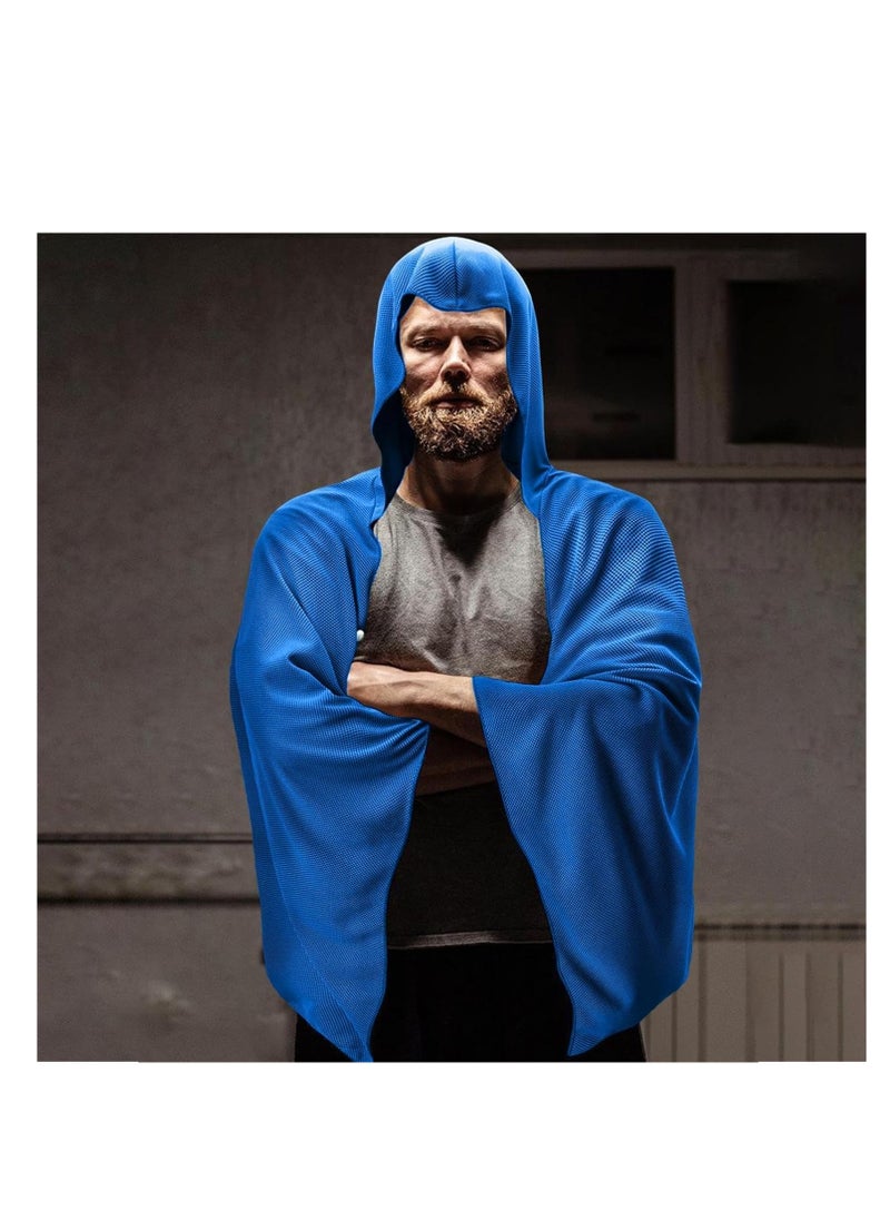 Surf Poncho Changing Robe, Absorbent Beach Poncho With Hood, Quick Dry Wetsuit Poncho Towel, Portable Soft Hooded Beach Poncho For Surfing, Beach, Swim, Outdoor Sport, 55.12 Inches(Blue)(1 Pack)