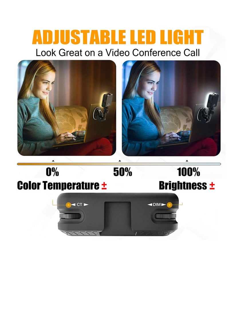 Videoconferencing Lighting Kit Filming Fill Light Adjustable Color Temperature Camera Light Mini Suction Cup Fill Light Suitable for Live Streaming, Makeup, Video Calls, Etc.