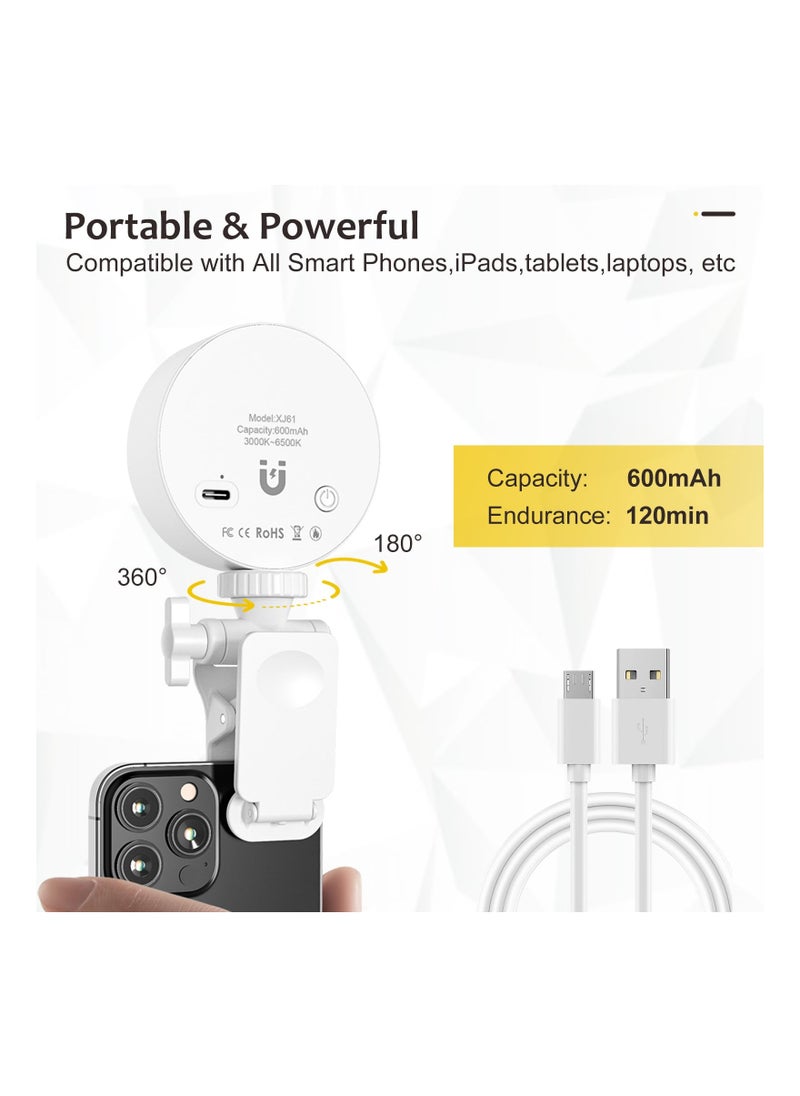 Clip On Selfie Light, 360° Rotation, Rechargeable, Adjustable Light Modes, for Phone, Laptop, Monitor Ideal for Video Conference Lighting, Fit for Makeup TikTok Camera Webcam Live Stream