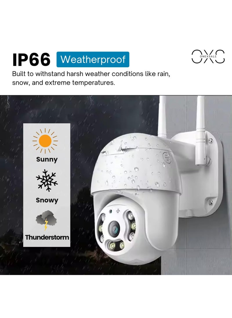 OneXsale Full HD 1080P WiFi IP66 PTZ V380 PRO Camera Pan Tilt TwoWay Audio Motion Detection Night Mode Waterproof CCTV Supports 128GB SD Card White