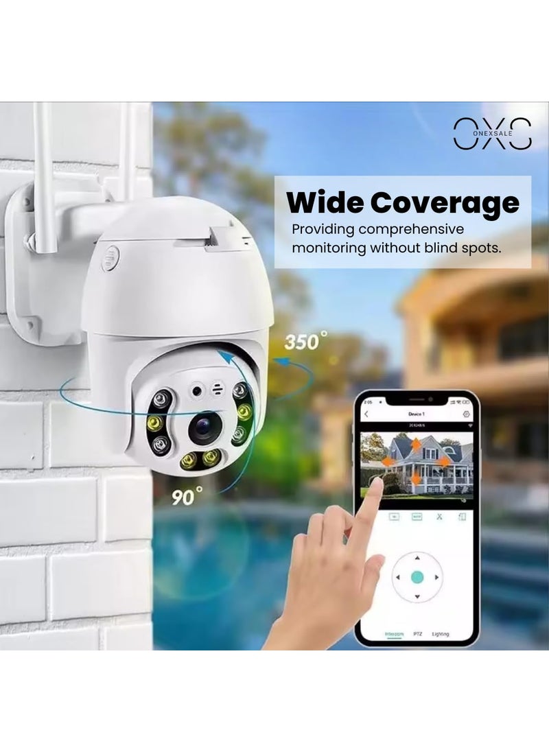 OneXsale Full HD 1080P WiFi IP66 PTZ V380 PRO Camera Pan Tilt TwoWay Audio Motion Detection Night Mode Waterproof CCTV Supports 128GB SD Card White