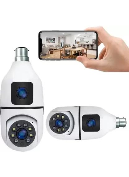 Ducncon 2 in1 Dual Lens Dual Screen Bulb WiFi Wireless 4MP HD Live View Security Camera 1 Channel