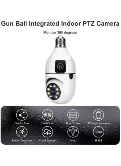 Ducncon 2 in1 Dual Lens Dual Screen Bulb WiFi Wireless 4MP HD Live View Security Camera 1 Channel