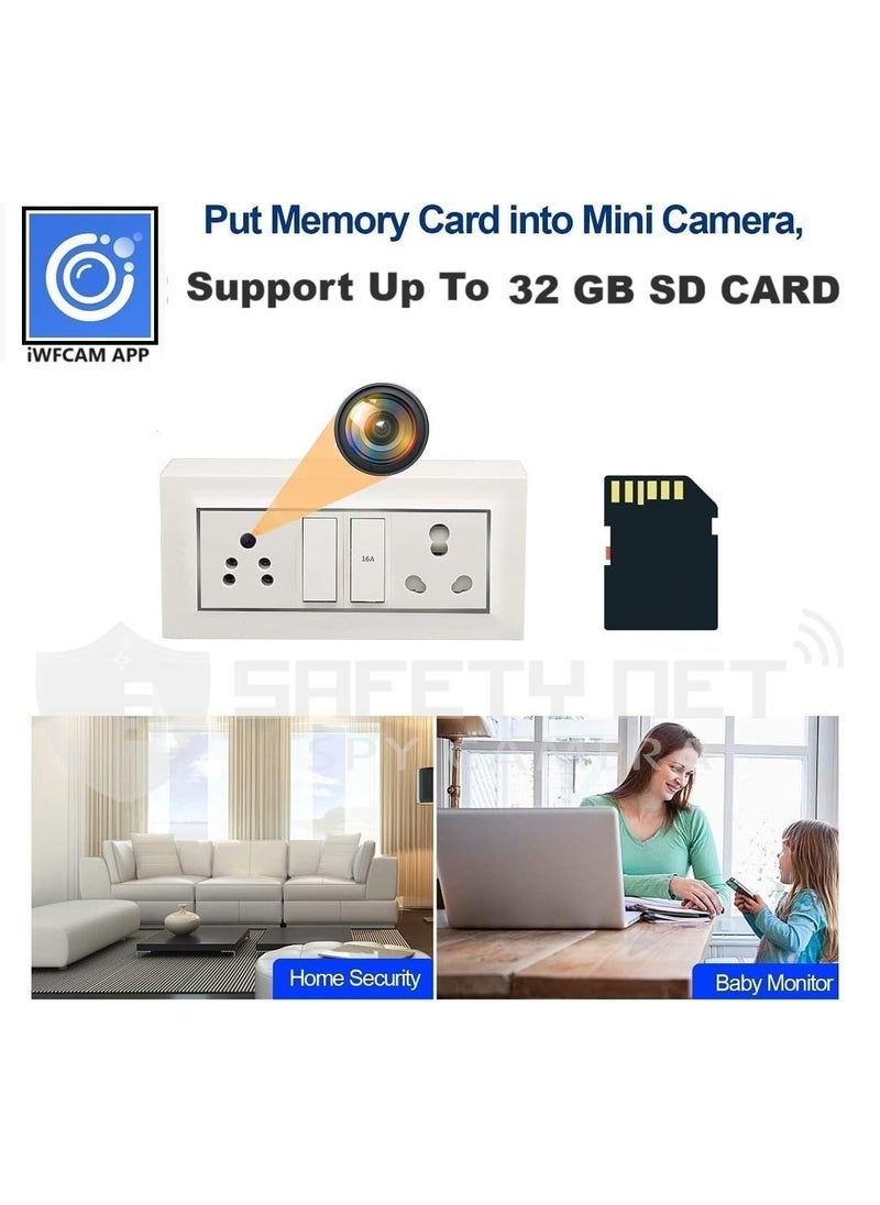 Safety NET Camera WiFi Modular Switch Socket Indoor Camera HD Audio Video Recording Watch Live 24 Hours Support Up to 32GB Sd Card iWFCAM App