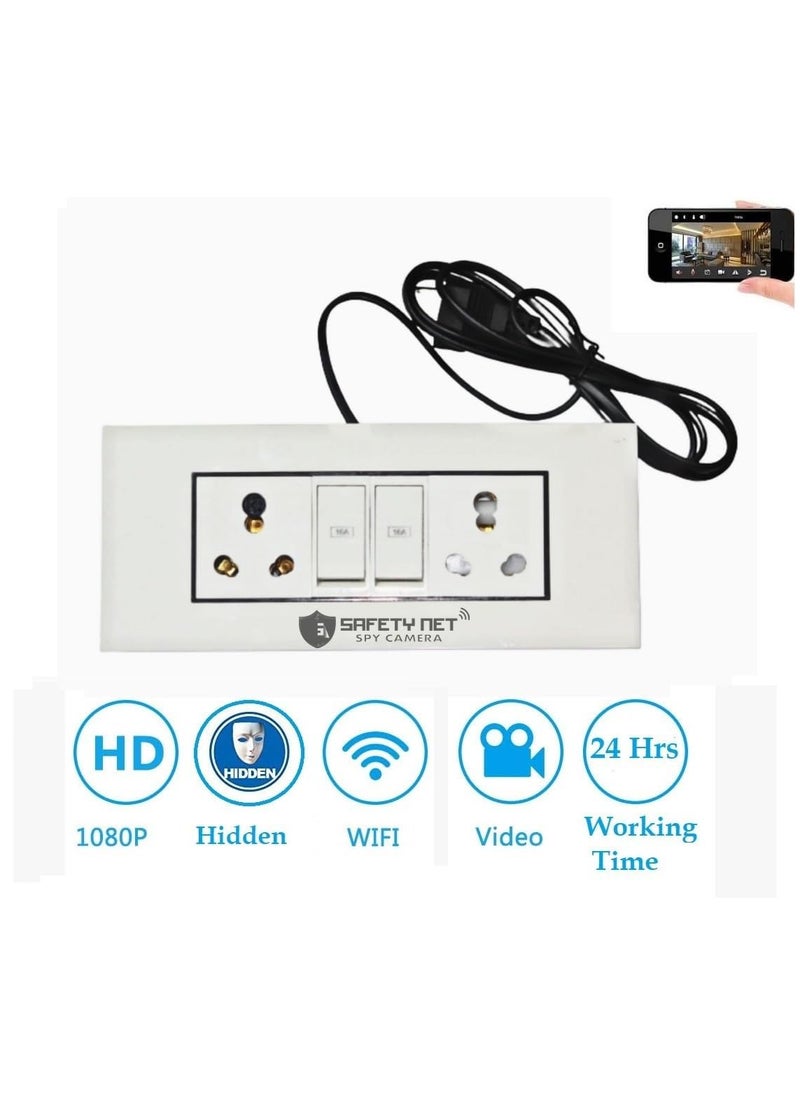 Safety NET Camera WiFi Modular Switch Socket Indoor Camera HD Audio Video Recording Watch Live 24 Hours Support Up to 32GB Sd Card iWFCAM App
