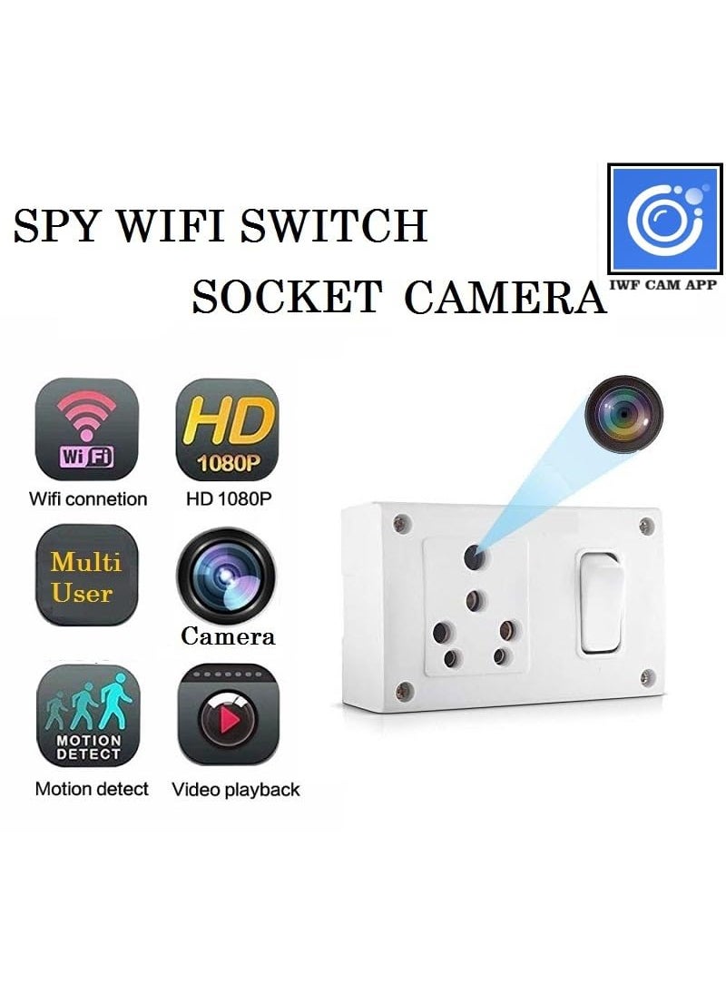 Safety NET WiFi 1080p Full HD Switch Socket Camera with AudioVideo Recording 247 Live Monitoring iWFCAM APP White