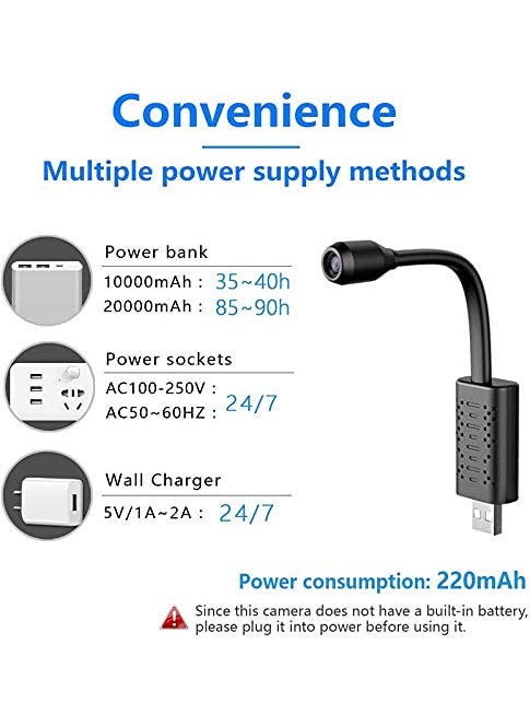 Paroxysm Smallest WiFi Hidden Camera Mini HD Portable IP Wireless Home Security Camera with USB Charger Motion Detection Perfect Indoor and Outdoor Tiny Covert for Indoor Security