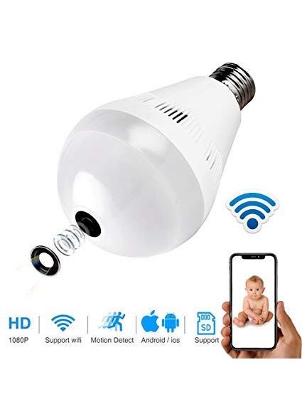 Maizic 360 Degree Wide Angle Fisheye WiFi IP Hidden Camera Bulb 960P HD Indoor Spy Security Camera for Android iOS APP Remote View Spy Camera Support MAX 128GB