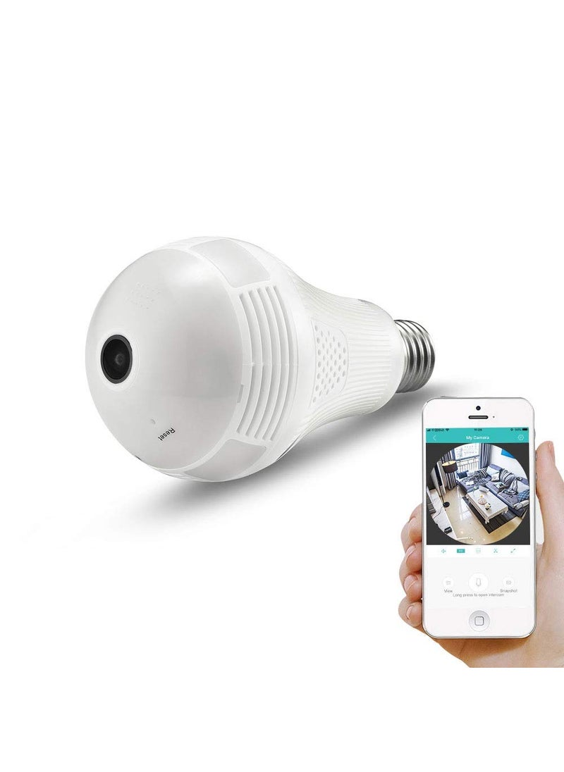 Maizic 360 Degree Wide Angle Fisheye WiFi IP Hidden Camera Bulb 960P HD Indoor Spy Security Camera for Android iOS APP Remote View Spy Camera Support MAX 128GB