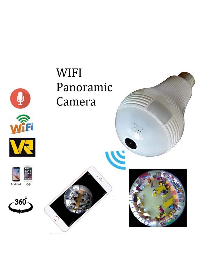 Maizic 360 Degree Wide Angle Fisheye WiFi IP Hidden Camera Bulb 960P HD Indoor Spy Security Camera for Android iOS APP Remote View Spy Camera Support MAX 128GB