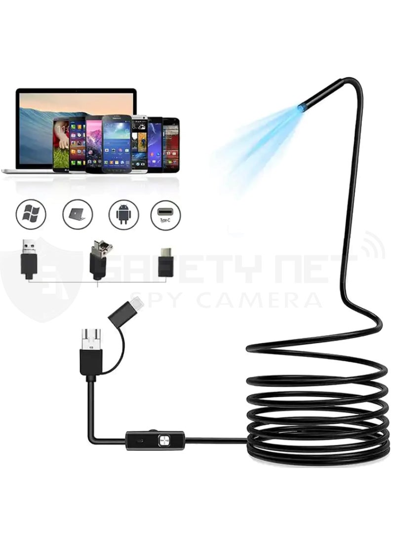 Safety NET Endoscope Camera with Light 1080P HD Bore Scope Borescope with 8 Lights Waterproof 164FT SemiRigid Cord for Pipe Inspection Industrial Endoscope for Phones