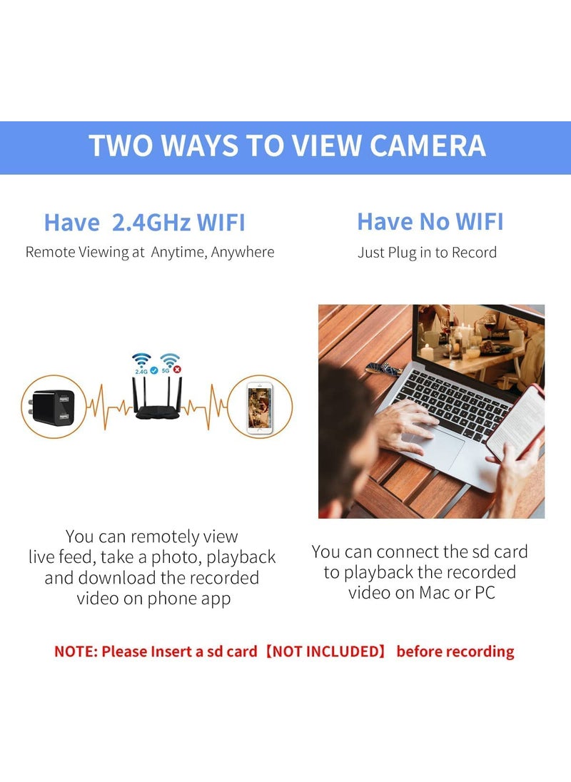 Wukama New 4K WiFi Charger Camera USB Wall Charger Security Surveillance Motion Detection Remote Viewing
