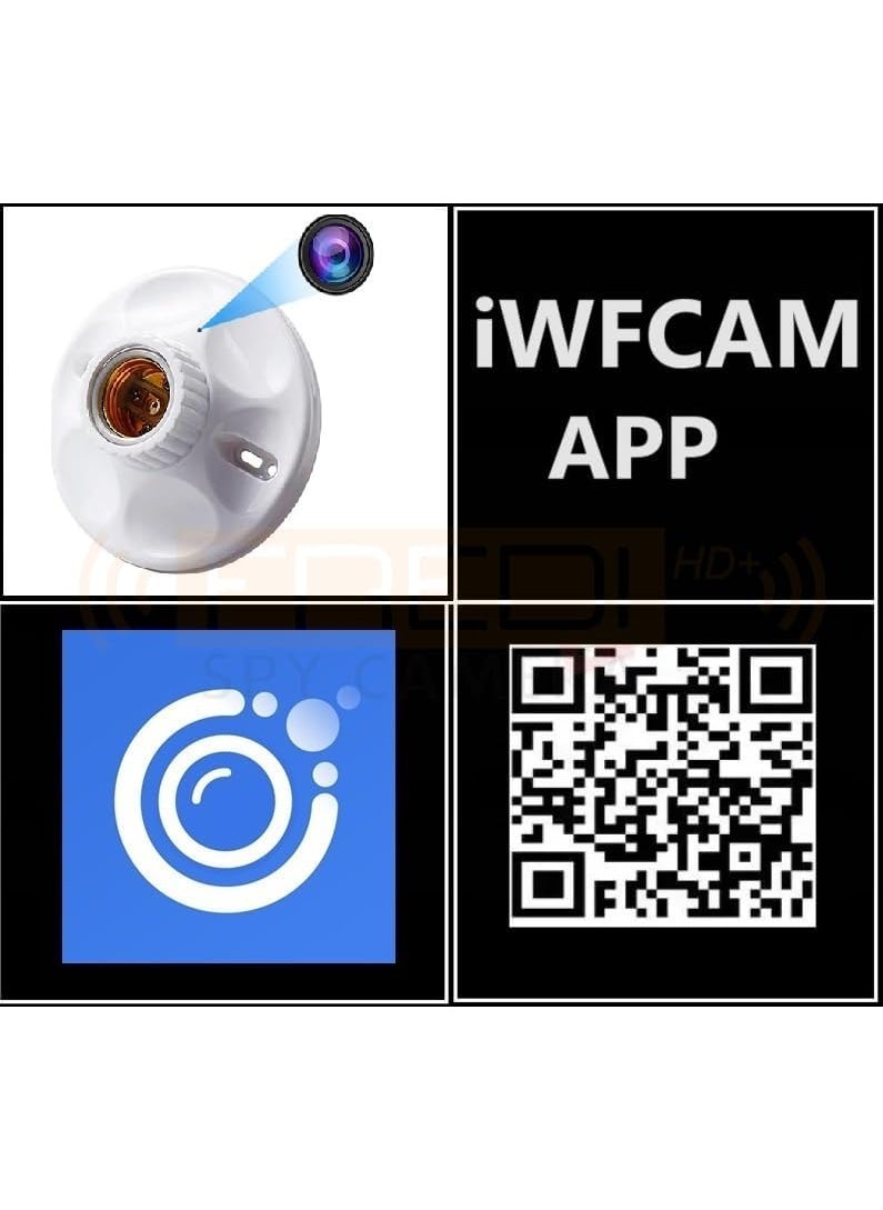 FREDI HD PLUS Camera WiFi Lamp Holder 1080p Full HD Video Resolution 24hrs Live Video Streaming Feed Indoor Home Security Camera Inbuilt 32GB SD Card iWFCam APP
