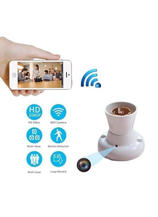 CAMERA DEKHO 1080P Smart Bulb Camera Wireless Home Surveillance Two Way Audio Smart Motion Detection Bulb Holder Camera CCTV Camera 360 Bulb Camera Two Talk 360 View Degree Bulb Camera_127