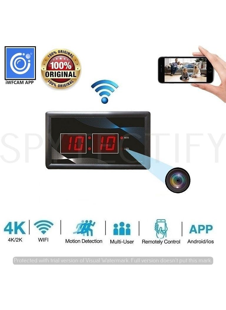 SPYTECTIFY WiFi 1080P Camera Wall Clock Discreet Audio Video Surveillance 247 Live Monitoring for Home Security Monitoring