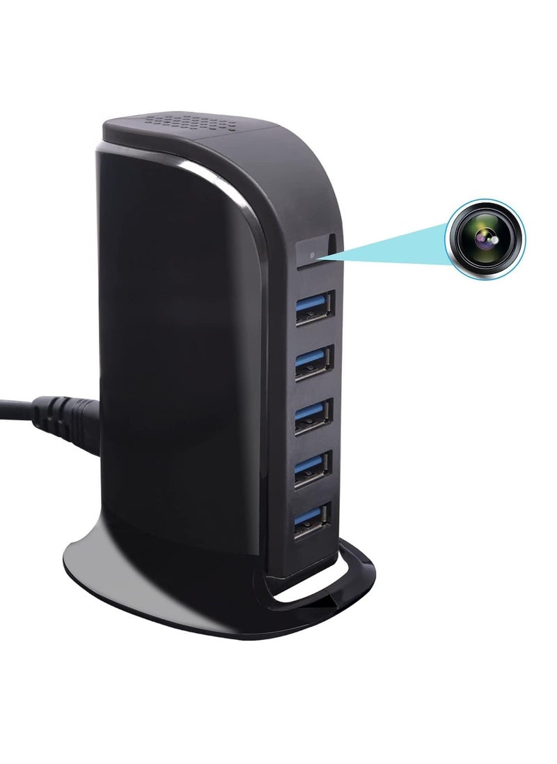 SAFETY NET SPY CAMERA WiFi Multi Plug Hidden Camera with Live Feed WiFi Indoor Security Camera 1080P HD Hidden Nanny Cam Motion Detection Spy Cam with 32GB MicroSD Card 5 Port Charger