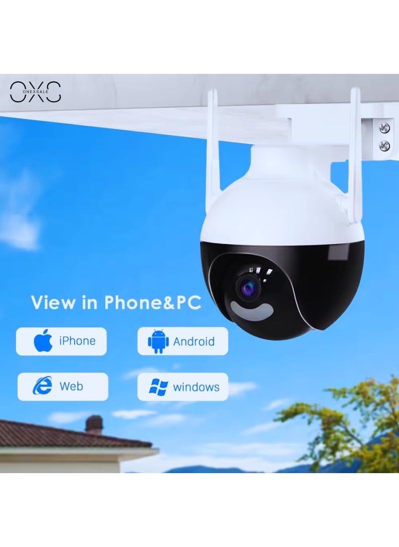OneXsale Outdoor Dome PTZ Wireless WiFi IP CCTV Camera with Alarm Motion Alert Color Night Vision 360 Pan Tilt TwoWay Audio and SD Card Support