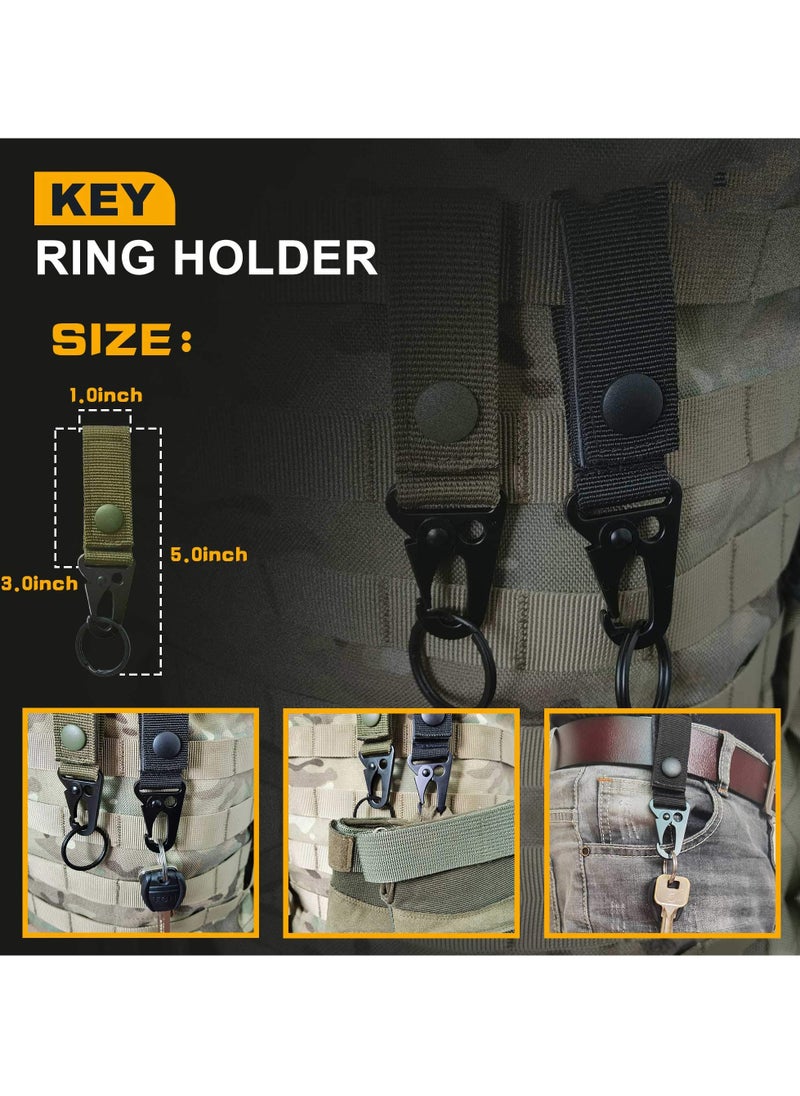 18 Pcs Molle Accessories, Molle Tactical Accessories Kit D-Ring Locking Gear Clip Attachments Clips & Straps For 1 Inch Webbing Strap Tactical Backpack (Green)