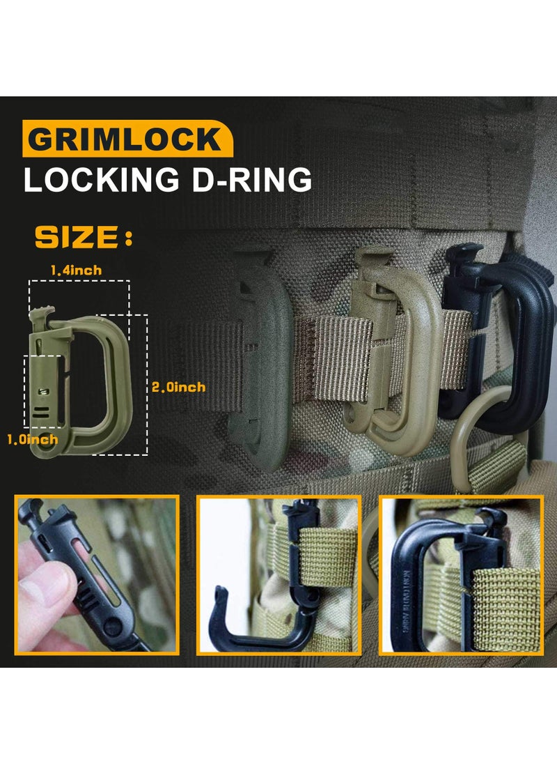 18 Pcs Molle Accessories, Molle Tactical Accessories Kit D-Ring Locking Gear Clip Attachments Clips & Straps For 1 Inch Webbing Strap Tactical Backpack (Green)