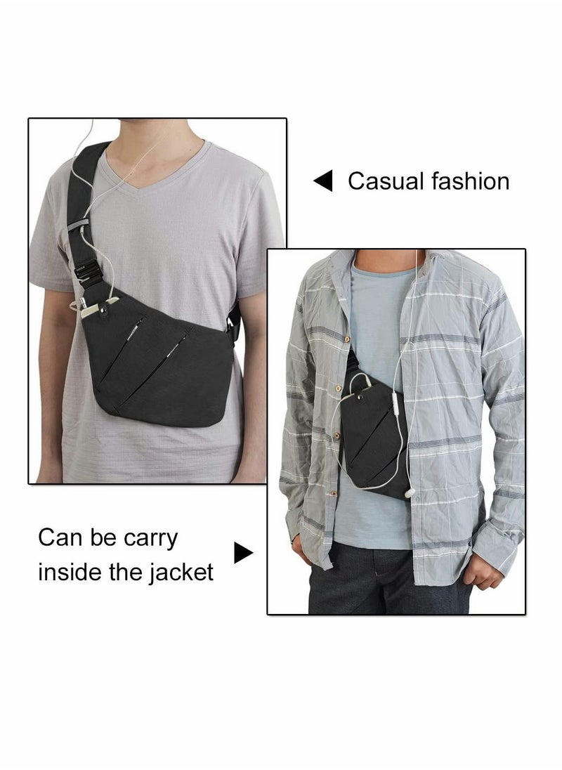 Sling Bag Chest Backpack Casual Daypack Black Shoulder Crossbody Lightweight Anti Theft Outdoor Sport Travel Hiking Bag for Men Women