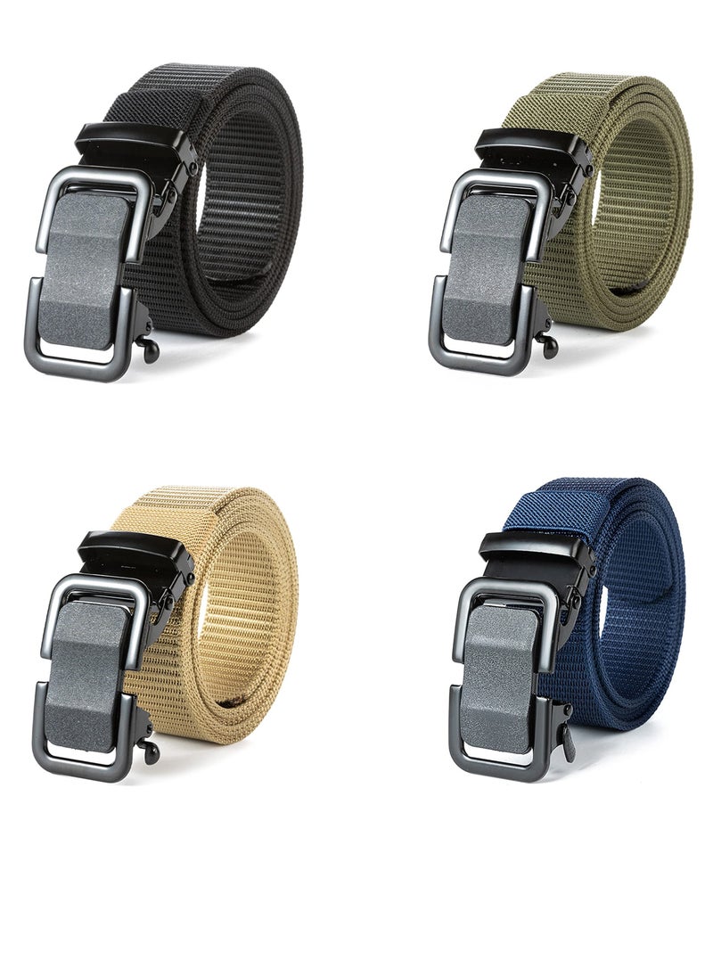 Men's Tactical Adjustable Belts 4-Pack Nylon Versatile Everyday Belts for Casual Wear and Golfing