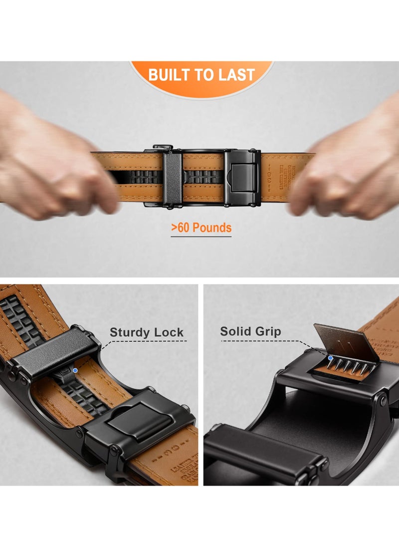 Men Belts, Ratchet Sliding Belt Adjustable For Mens Dress Casual Pant Oxfords, Cut for Fit(Set of 2,length:50 in)
