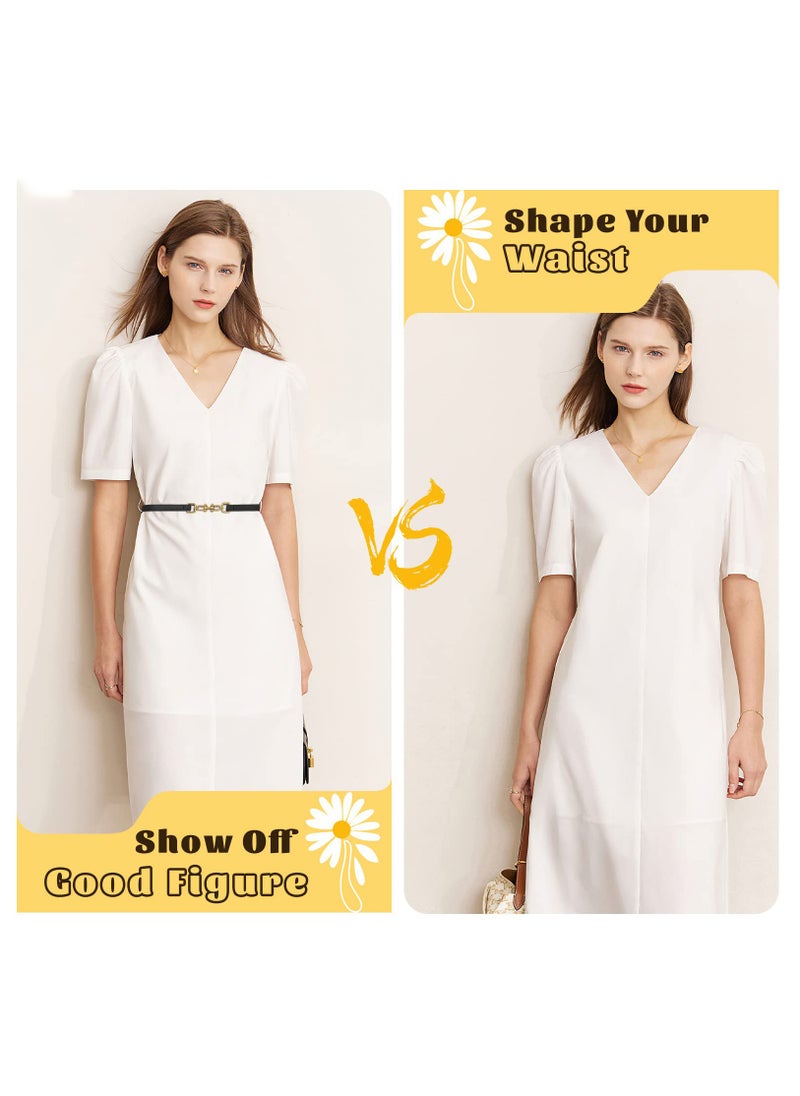 3 Pack Leather Skinny Women Belt Adjustable Thin Waist Belts with Alloy Buckle for Blouse Dresses