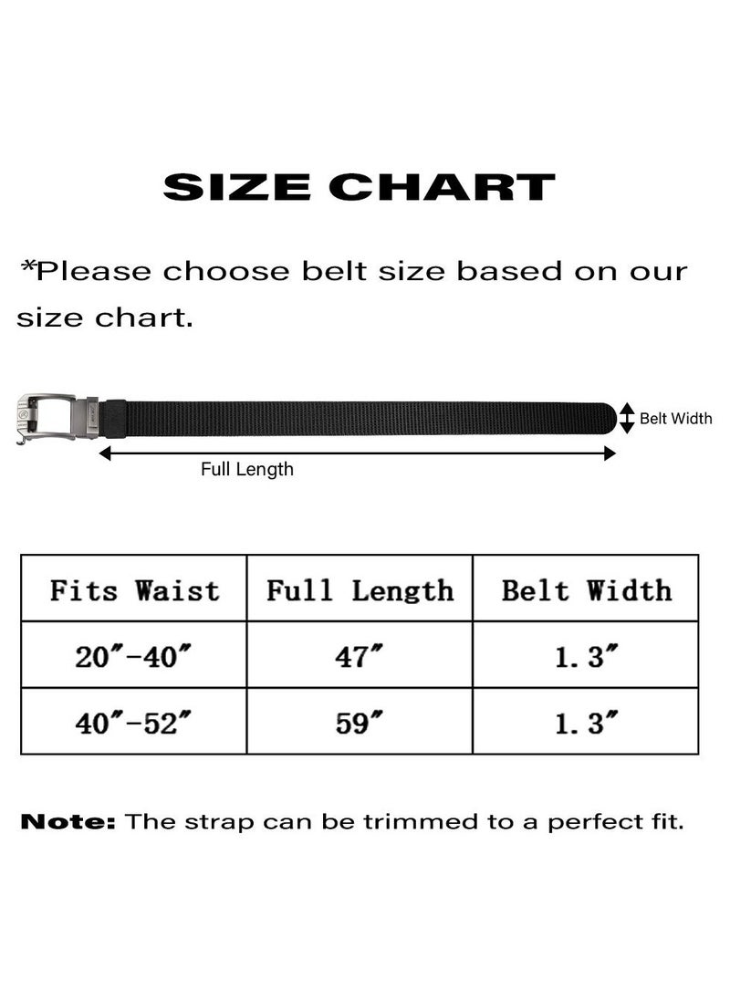 SYOSI Ratchet Belt for Men, Nylon Web Tactical Belt with Slide Adjustable Buckle for Men Jeans (Black)