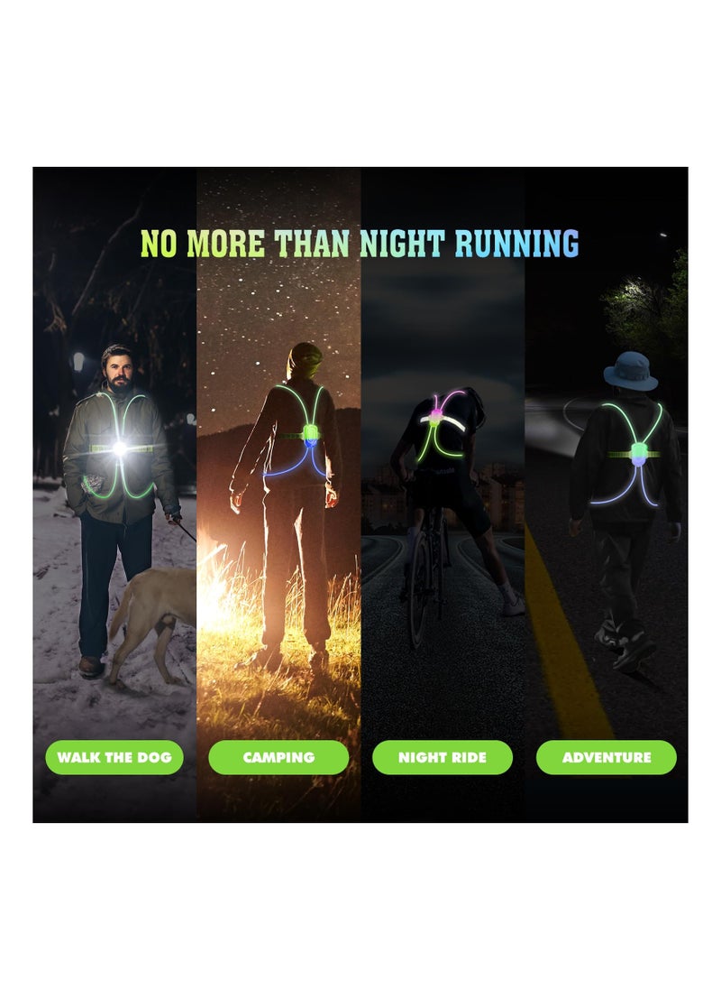 LED Reflective Running Vest with Front Light - High Visibility, Lightweight, Anti-Slip Safety Gear for Outdoor Sports. Rechargeable Light, Available in Multiple Colors for Any Outfit.