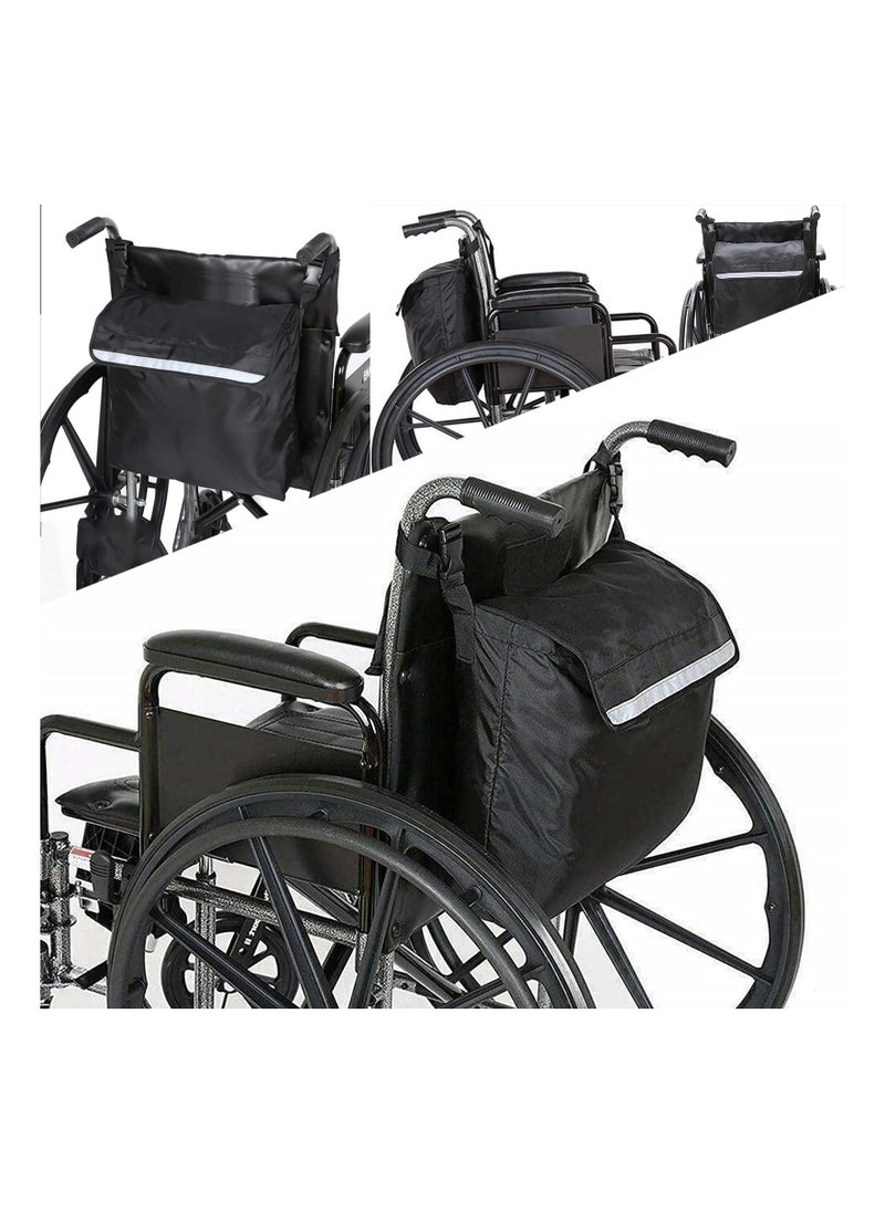 Wheelchair Backpack Multifunction Wheelchair Bag Outdoor Wheelchair Backpack Storage Bag Mobility Scoote Large Capacity Accessory Carry Pouch for Most Wheelchair, Scooter, Walker, Rollator (Black)