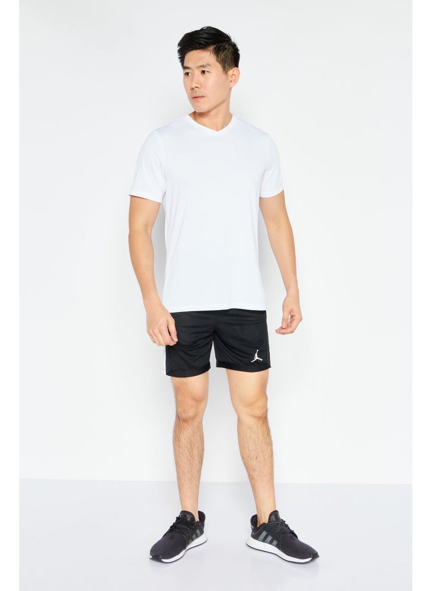 Men Sport Fit Brand Logo Training Short, Black/White