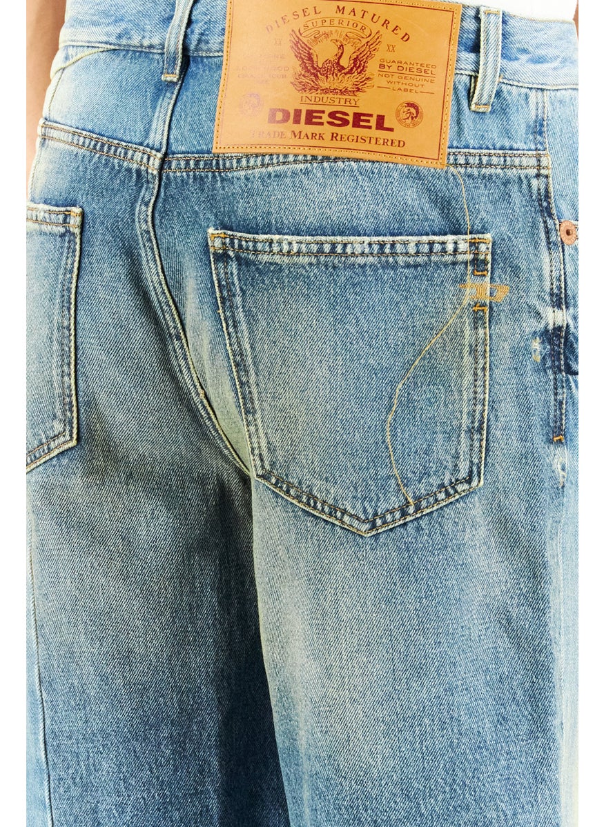 Men Regular Fit Washed Denim Short, Blue