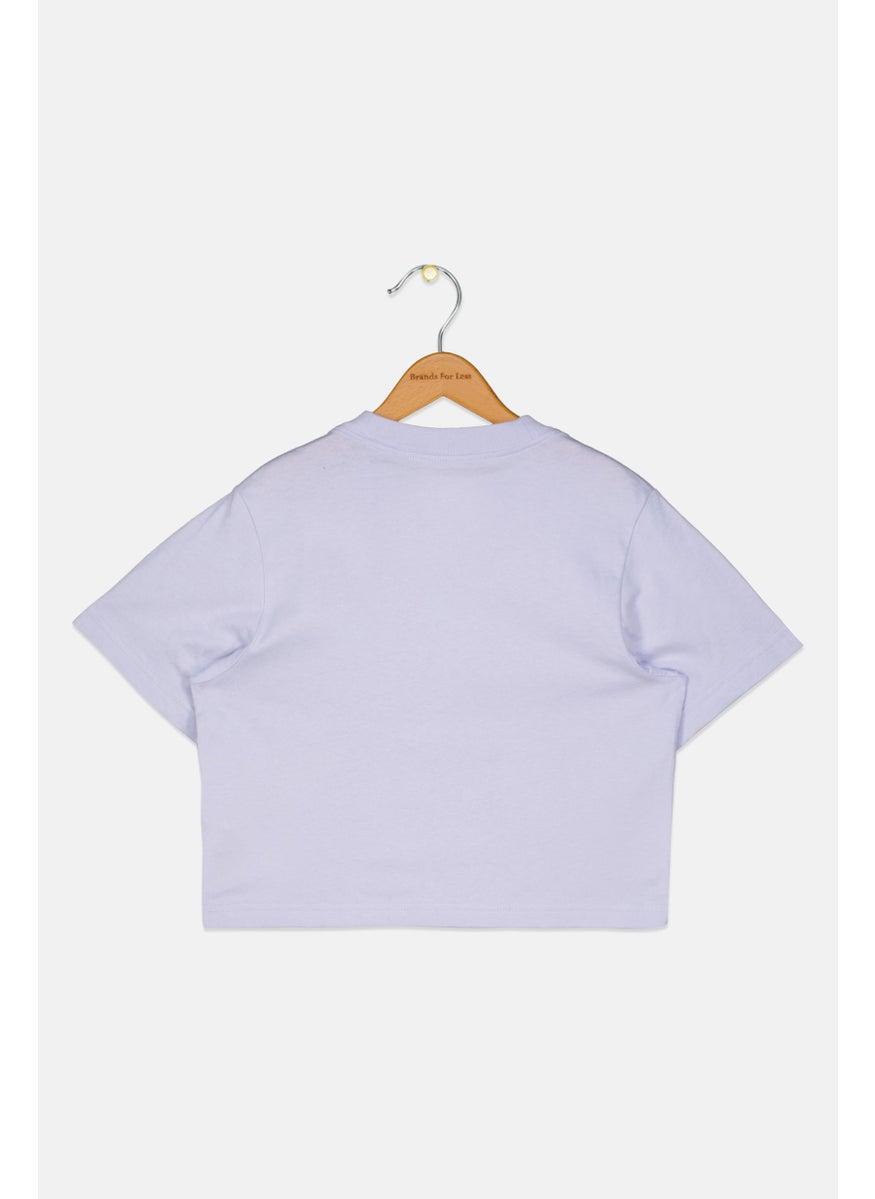 Kids Girl Sports Fit Brand Logo Top, Lilac