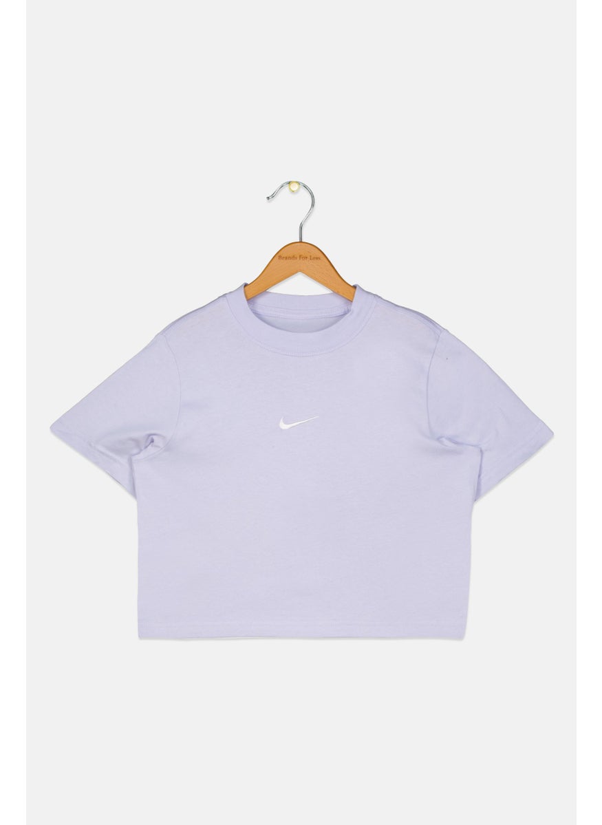 Kids Girl Sports Fit Brand Logo Top, Lilac