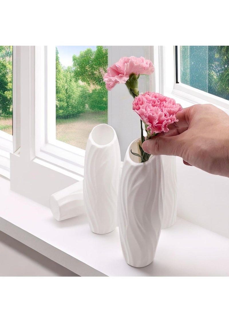 Composite Plastic Flower Vase, 10 Pack Small Tall White Floral Vase, Unbreakable Floral Vase Home Decor Centerpieces, Plastic Floral Bud Vase for Wedding Dinner Table Party Living Room Decor