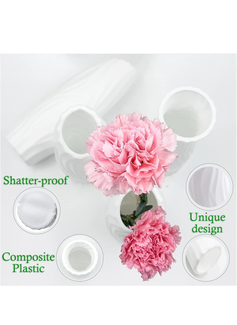 Composite Plastic Flower Vase, 10 Pack Small Tall White Floral Vase, Unbreakable Floral Vase Home Decor Centerpieces, Plastic Floral Bud Vase for Wedding Dinner Table Party Living Room Decor