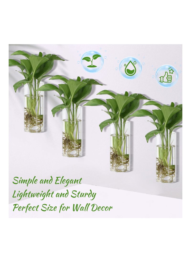 Glass Wall Vase for Plants, 6PCS Wall Hanging Planters, Glass Plant Containers, Indoor Hanging Propagation Planter Container Holder, with Plastic Invisible Hangers, Hanging Glass Terrarium