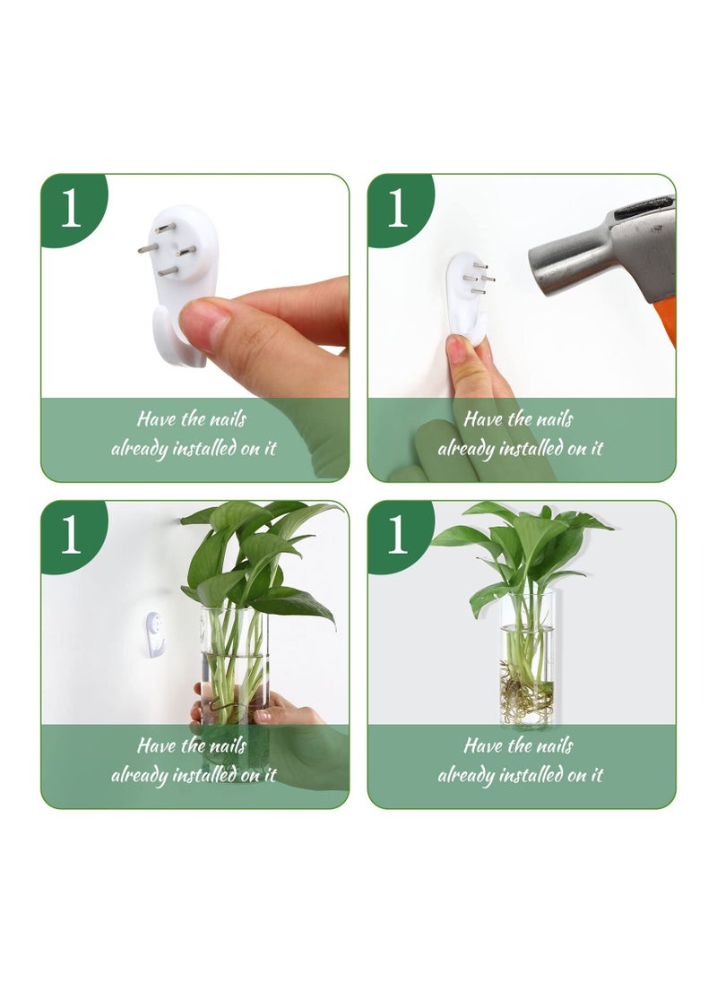 Glass Wall Vase for Plants, 6PCS Wall Hanging Planters, Glass Plant Containers, Indoor Hanging Propagation Planter Container Holder, with Plastic Invisible Hangers, Hanging Glass Terrarium