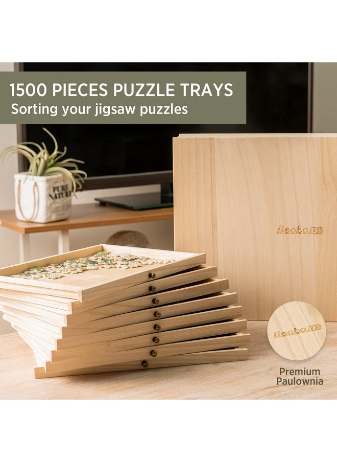 Becko US Wooden Jigsaw Puzzle Sorting Trays with Drawer Design Jigsaw Puzzle Sorters Puzzle Accessory for Jigsaw Puzzle Up to 1500 Pieces