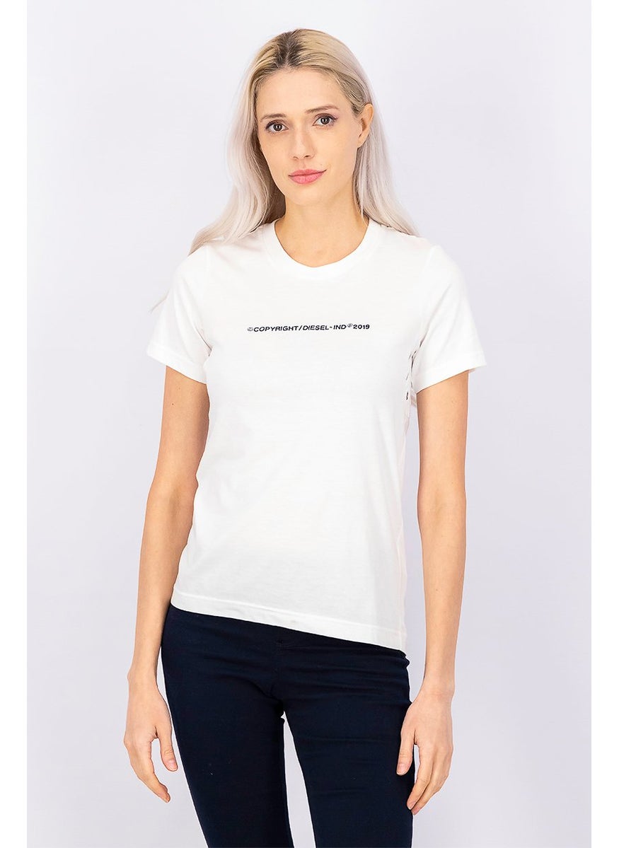 Women Short Sleeve Embroidered Print Top, White