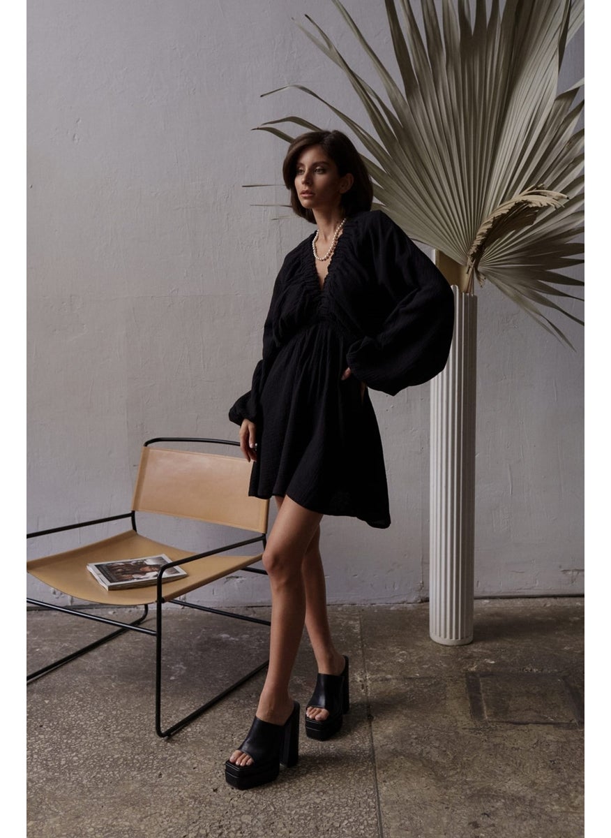 Grace Black Muslin Dress