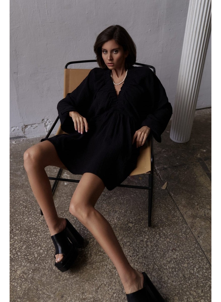 Grace Black Muslin Dress