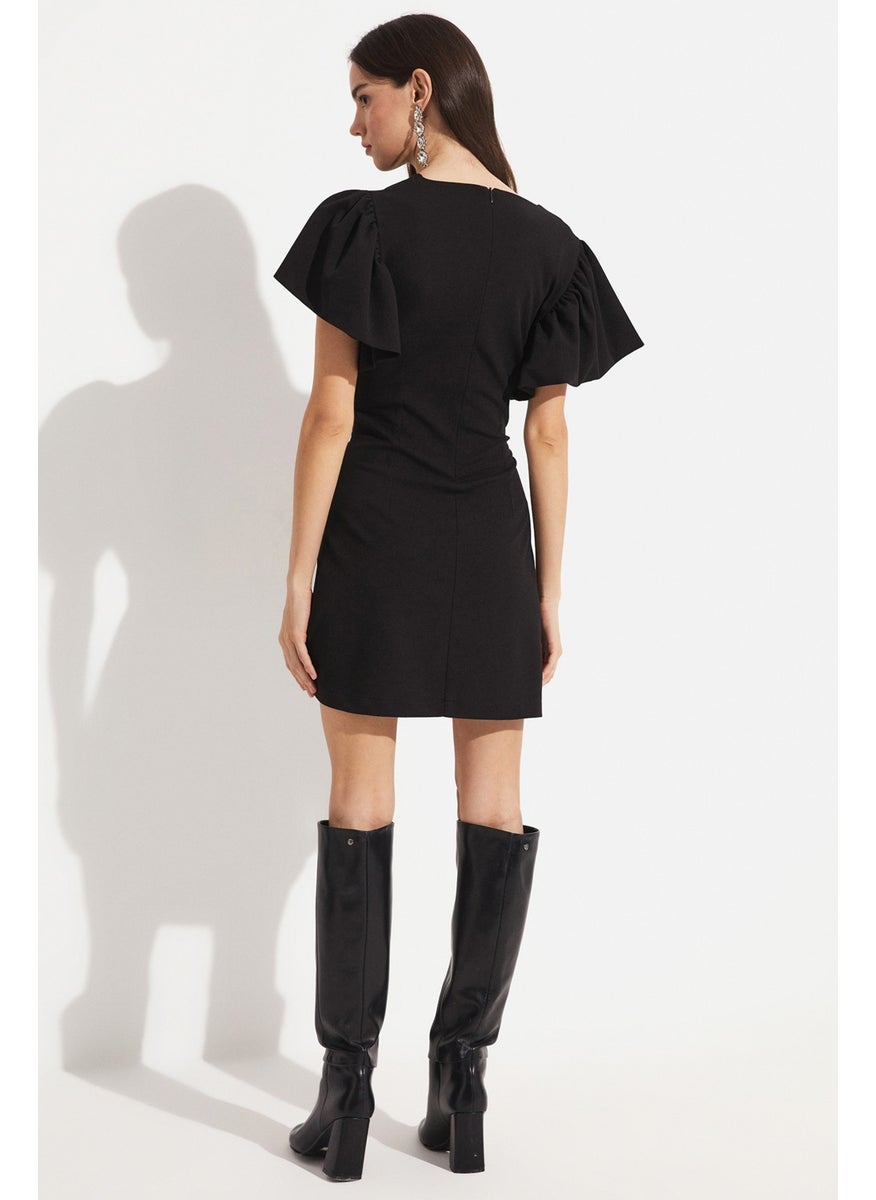 Women's Flounce Sleeve Mini Knitted Dress