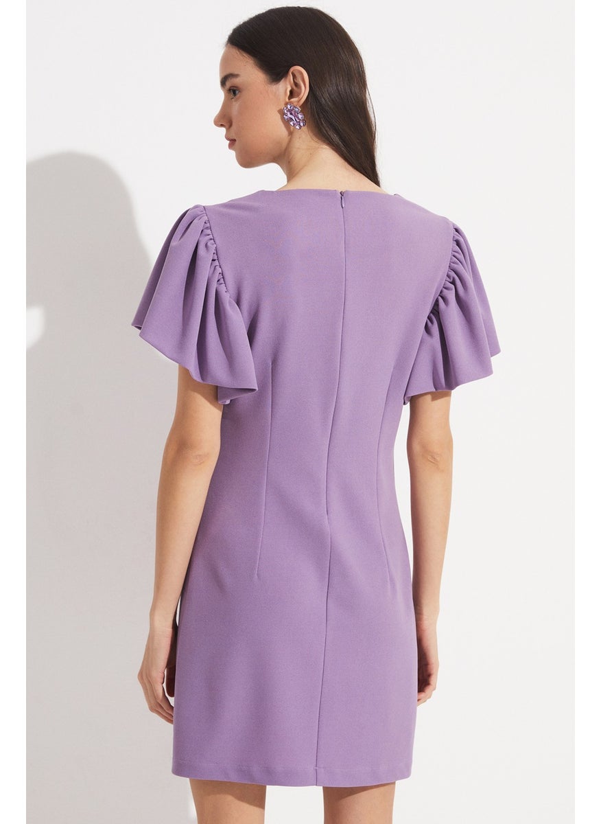 Women's Flounce Sleeve Mini Knitted Dress