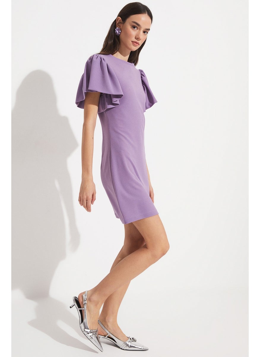 Women's Flounce Sleeve Mini Knitted Dress